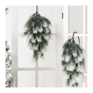 XIAOYINMO Künstlicher Kiefernnadel Kranz aus Kunststoff in Grün für Weihnachts- und Hochzeitsdekoration sowie Garten und Outdoor