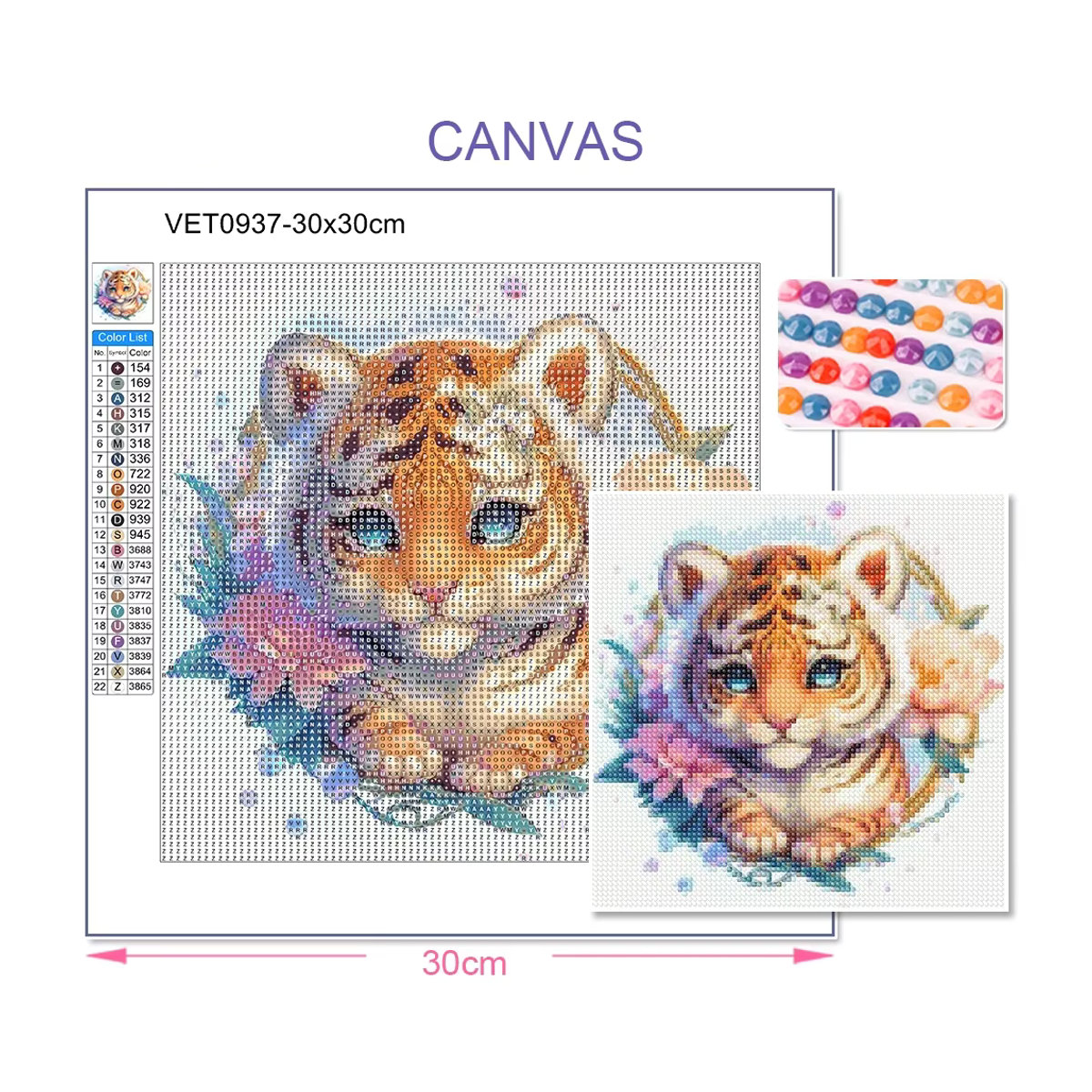 Xiaoyu 5D DIY Diamantmalerei Set Cartoon Tiger und Katze Mosaik Kreuzstich in Mehrfarbig - Bild 2