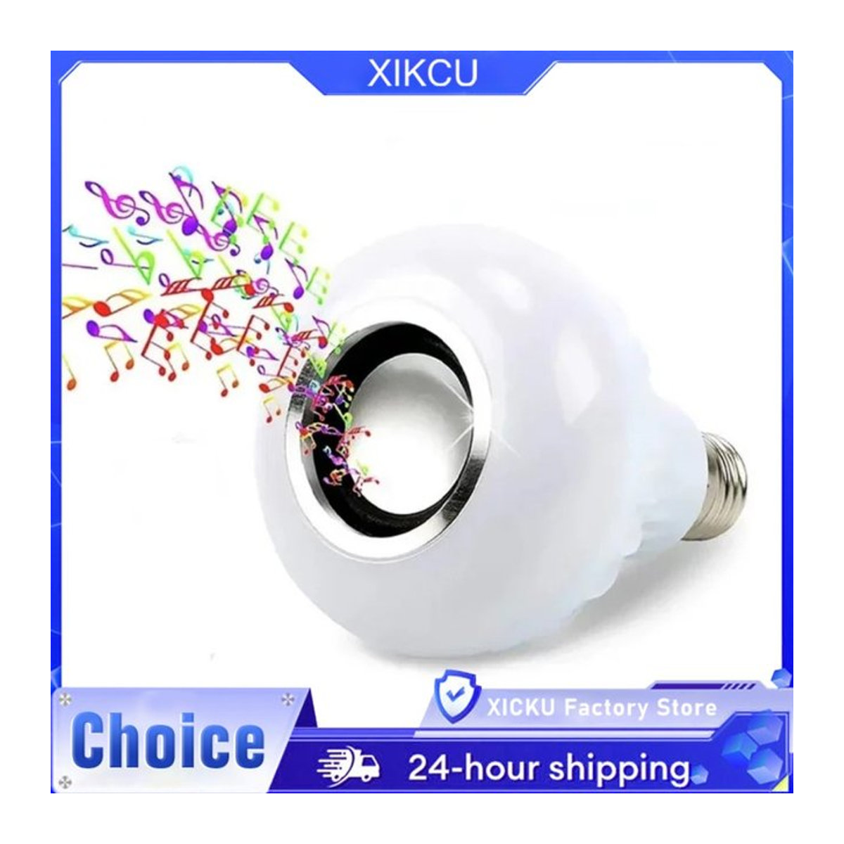 XIKCU RGB Bluetooth Lautsprecher Musik Glühbirne, dimmbare LED Glühbirne mit Fernbedienung, E27, 12W, Bunt und Weiß - Bild 1