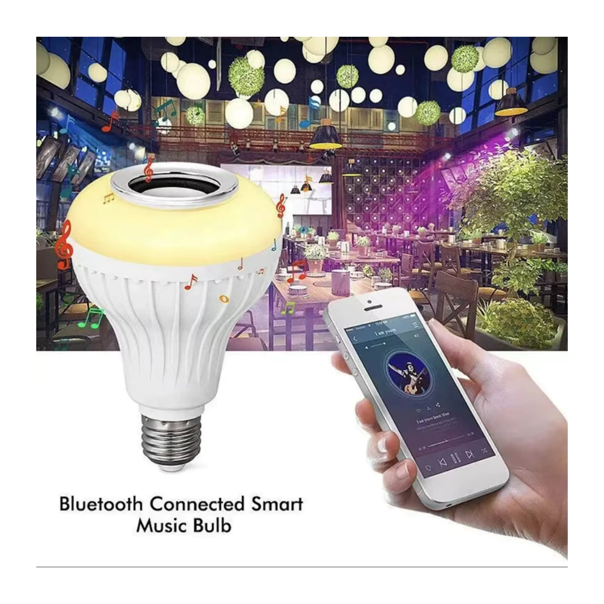 XIKCU RGB Bluetooth Lautsprecher Musik Glühbirne, dimmbare LED Glühbirne mit Fernbedienung, E27, 12W, Bunt und Weiß - Bild 2