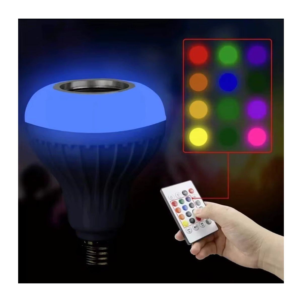 XIKCU RGB Bluetooth Lautsprecher Musik Glühbirne, dimmbare LED Glühbirne mit Fernbedienung, E27, 12W, Bunt und Weiß - Bild 3