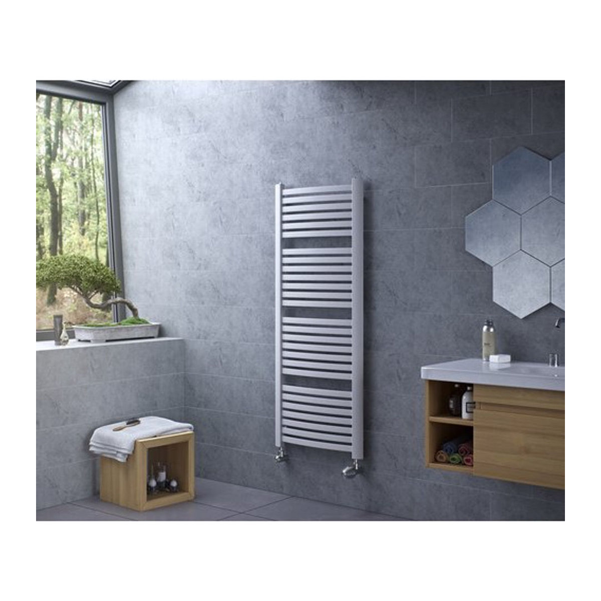 XIMAX Designheizkörper K4 aus Stahl in Weiß, B: 58 cm, H: 121,5 cm, T: 7,4 cm - Bild 1