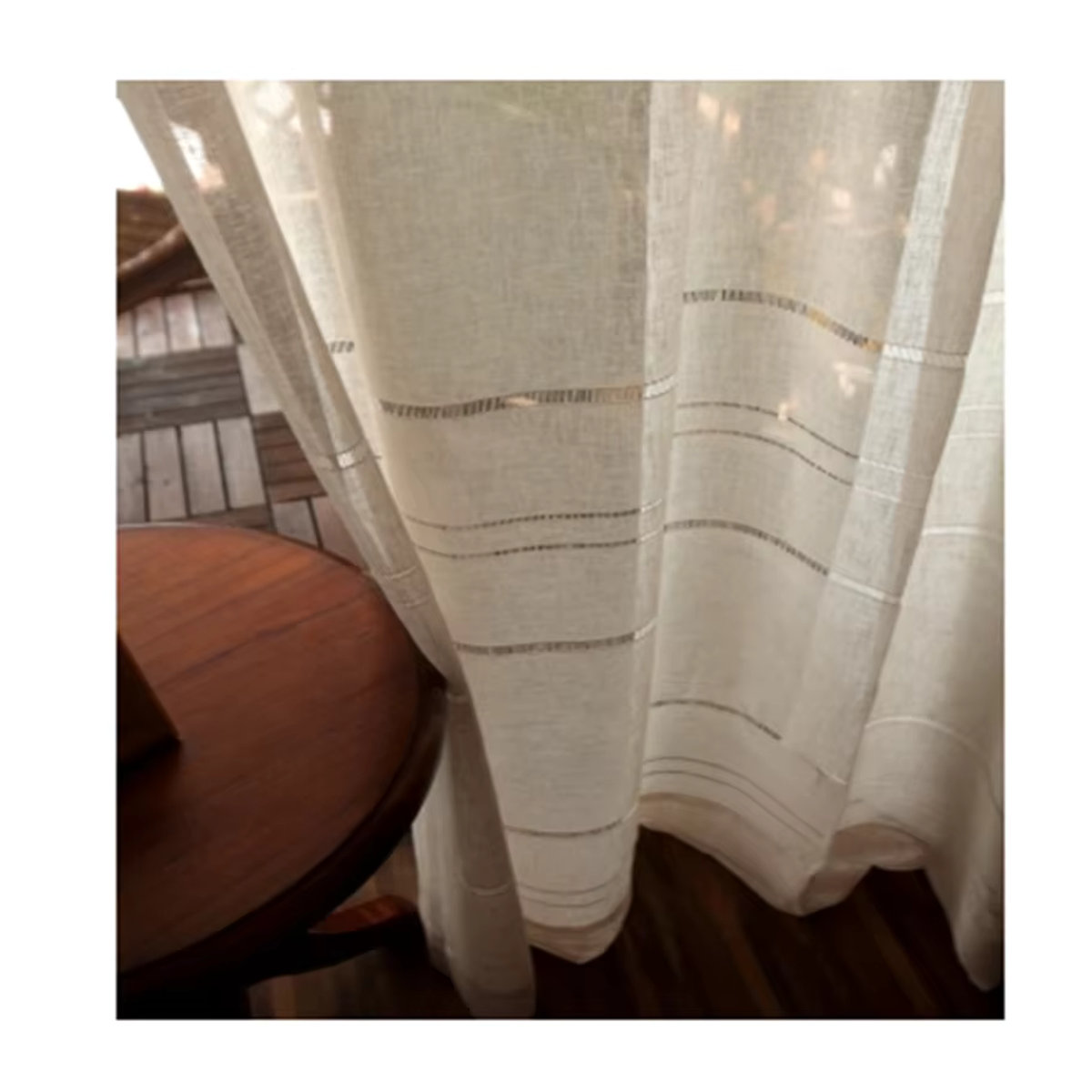 XIMING Transparentes Gaze-Vorhanggarn in Weiß mit Streifen für Wohnzimmer und Schlafzimmer - Bild 4
