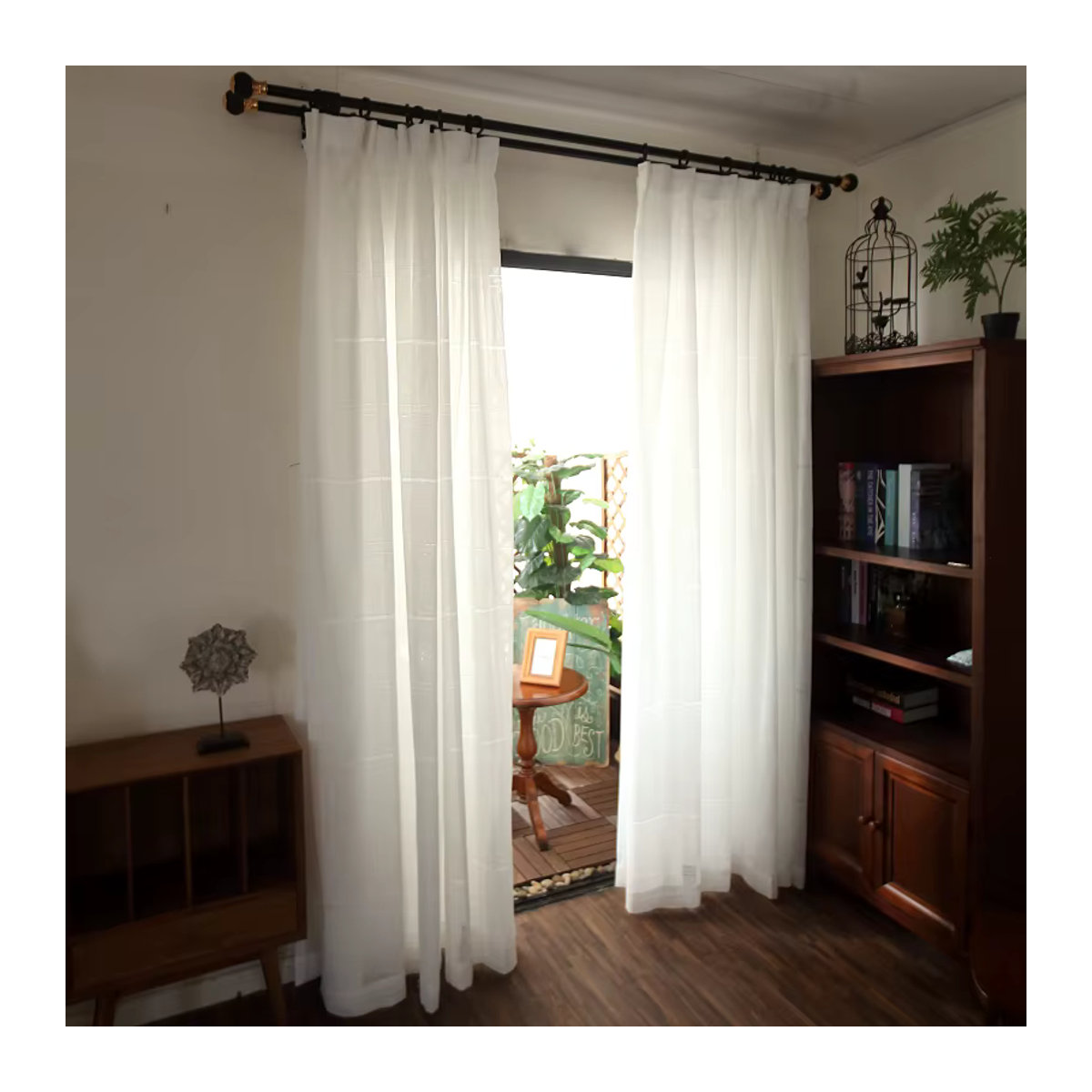 XIMING Transparentes Gaze-Vorhanggarn in Weiß mit Streifen für Wohnzimmer und Schlafzimmer - Bild 5