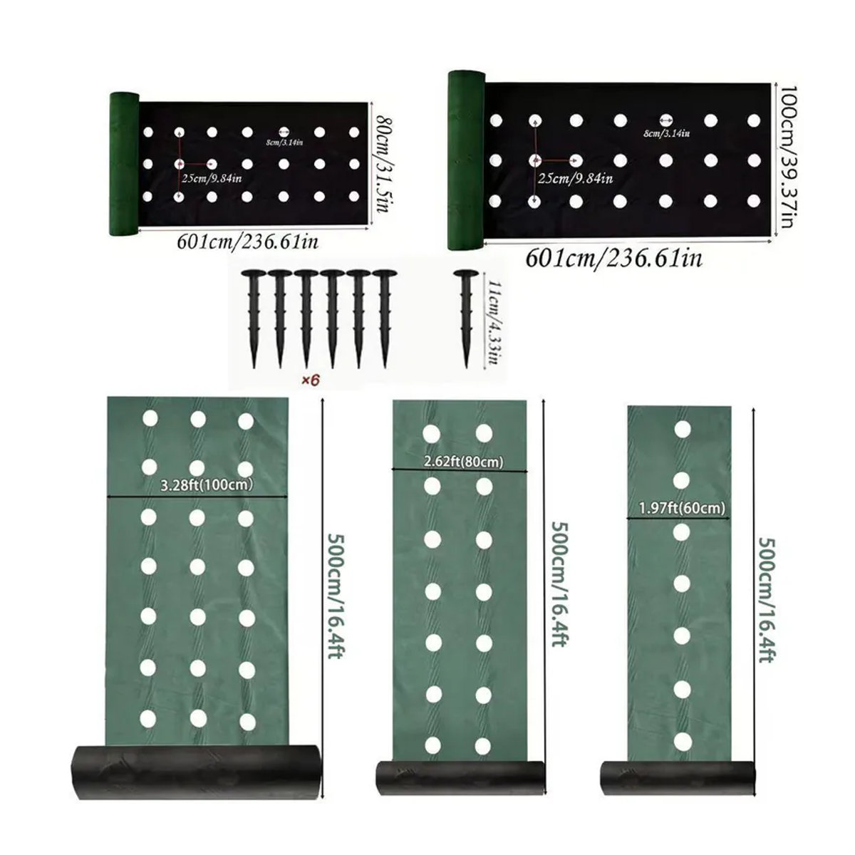 Xinfudi Biologisch abbaubares Unkrautvlies mit vorgefertigten Löchern zur Unkrautbekämpfung und als Bodendecker, Breite: 60 cm, Länge: 500 cm - Bild 4