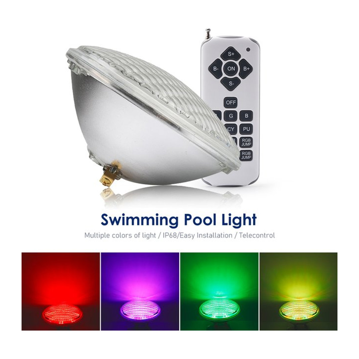 xingruyu PAR56 Unterwasserlampe für Schwimmbecken mit RGB-Licht und Fernbedienung, IP68 wasserdicht, Warmweiß und Kaltweiß - Bild 1