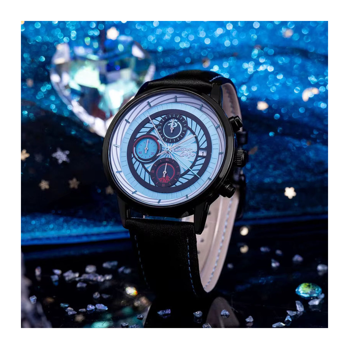XINGYUNSHI Jujutsu Kaisen Anime Uhr Gojou Satoru Schwarz Rund aus Metall Wasserdicht - Bild 4
