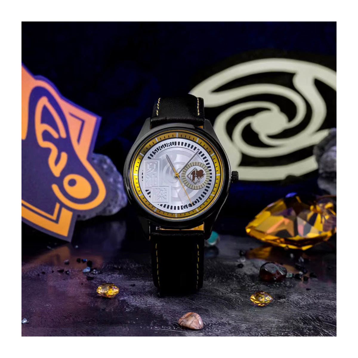 XINGYUNSHI Jujutsu Kaisen Satoru Gojo Anime Armbanduhr für Kinder, Analog, Schwarz, Lederarmband - Bild 2