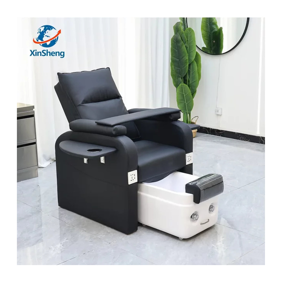 XinSheng Salonstuhl für Pediküre und SPA in Schwarz oder Weiß, moderner Massagestuhl für Nagelstudio und Fußbad - Bild 1