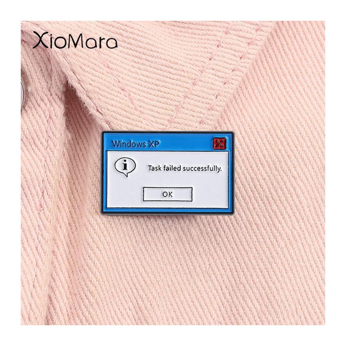 XioMara Emaille Pin Windows XP Task Successfully Failed Fehlermeldung Computer Programmierer Brosche in Weiß - Bild 1