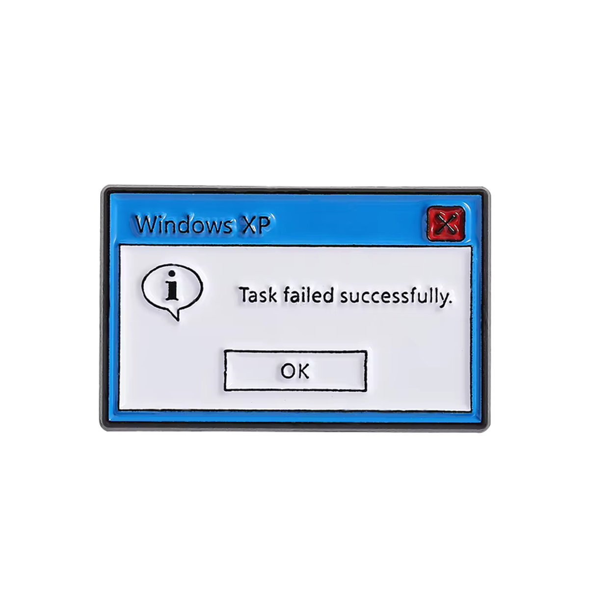 XioMara Emaille Pin Windows XP Task Successfully Failed Fehlermeldung Computer Programmierer Brosche in Weiß - Bild 3