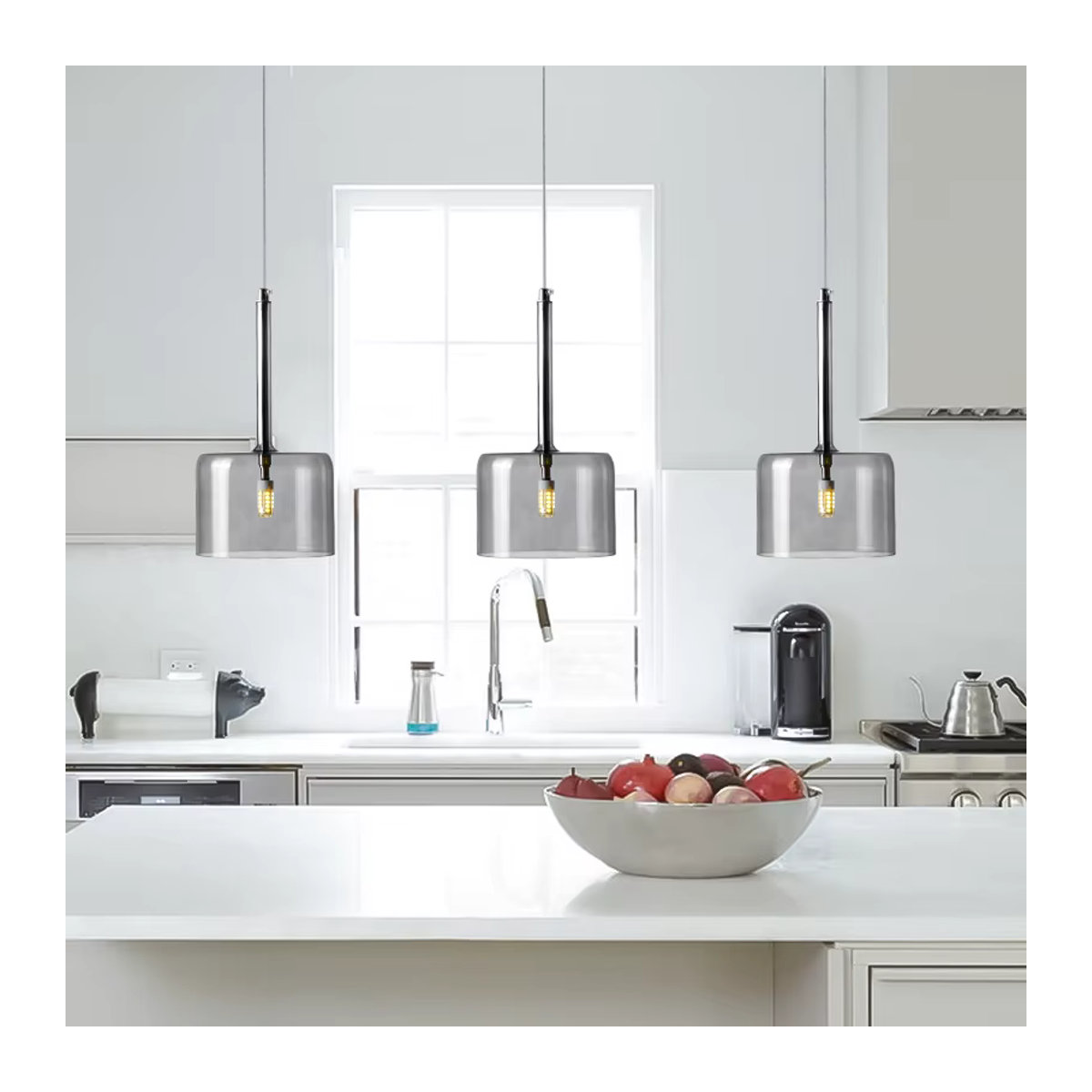 XIUAN Kronleuchter aus buntem Glas im skandinavischen Design mit warmweißem LED-Licht - Bild 2
