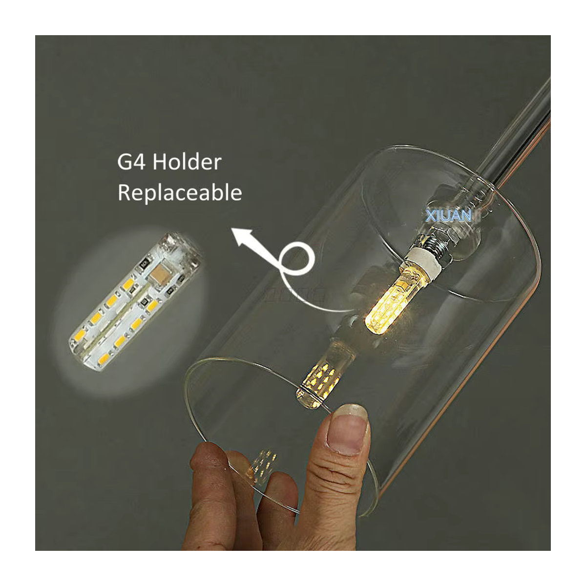 XIUAN Kronleuchter aus buntem Glas im skandinavischen Design mit warmweißem LED-Licht - Bild 4