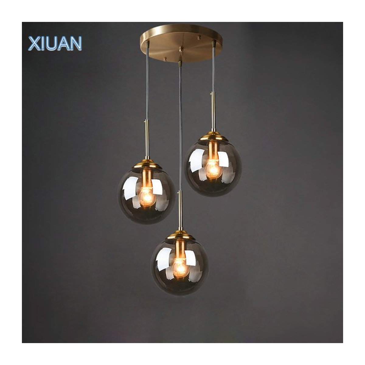 XIUAN Moderne Pendelleuchte aus Glas in Grau mit LED-Technik für Esszimmer, Küche oder Schlafzimmer - Bild 1