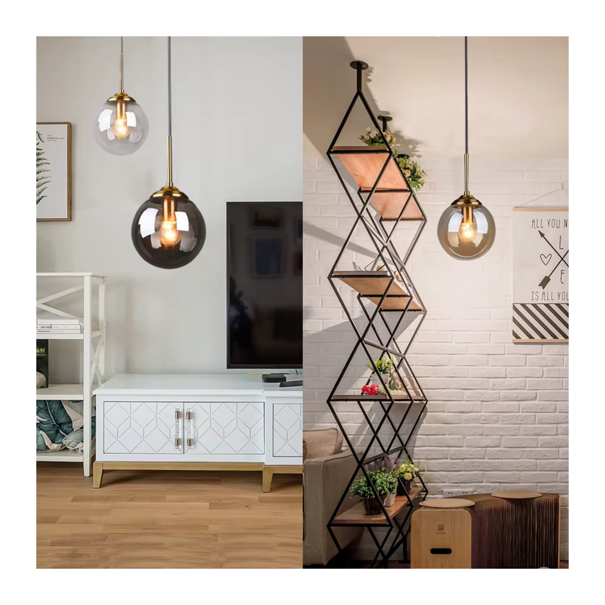 XIUAN Moderne Pendelleuchte aus Glas in Grau mit LED-Technik für Esszimmer, Küche oder Schlafzimmer - Bild 4