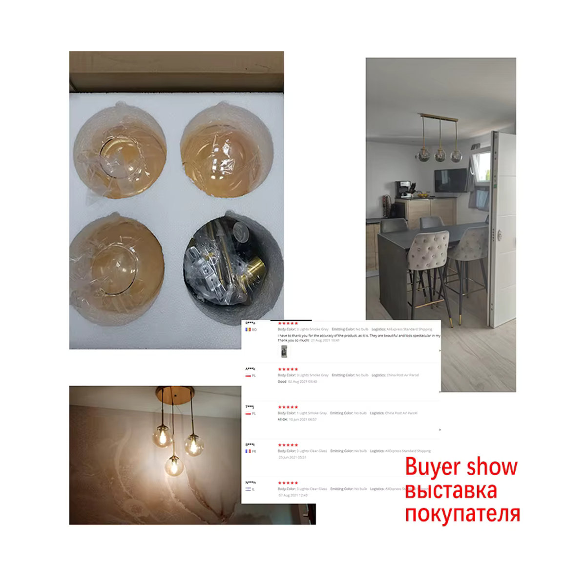 XIUAN Moderne Pendelleuchte aus Glas in Grau mit LED-Technik für Esszimmer, Küche oder Schlafzimmer - Bild 5