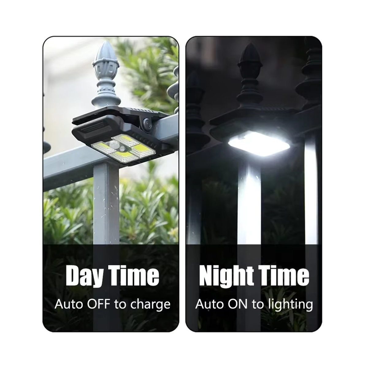 XIWANGFIRE 2er-Set LED-Solarleuchten für den Außenbereich mit Bewegungsmelder, IP65 wasserdicht, Schwarz - Bild 4