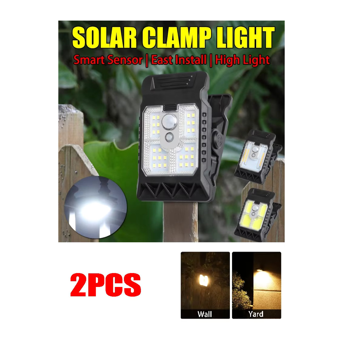 XIWANGFIRE 2er-Set LED-Solarleuchten für den Außenbereich mit Bewegungsmelder, IP65 wasserdicht, Schwarz - Bild 6