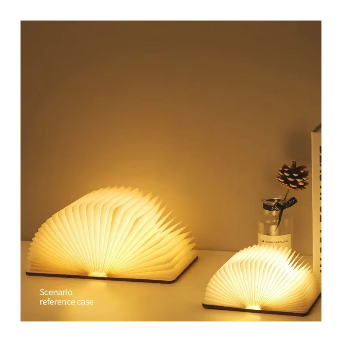 XIWANGFIRE 3D-LED-Buchlicht in Weiß mit Nussbaum-Optik, USB wiederaufladbare faltbare Magnetlampe und tragbare Schreibtischbeleuchtung mit 3 Farben - Bild 6