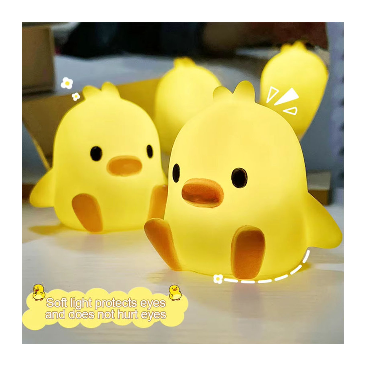 XIWANGFIRE Enten-Nachtlampe aus Kunststoff in Gelb als dekorative Tischleuchte für das Schlafzimmer - Bild 4
