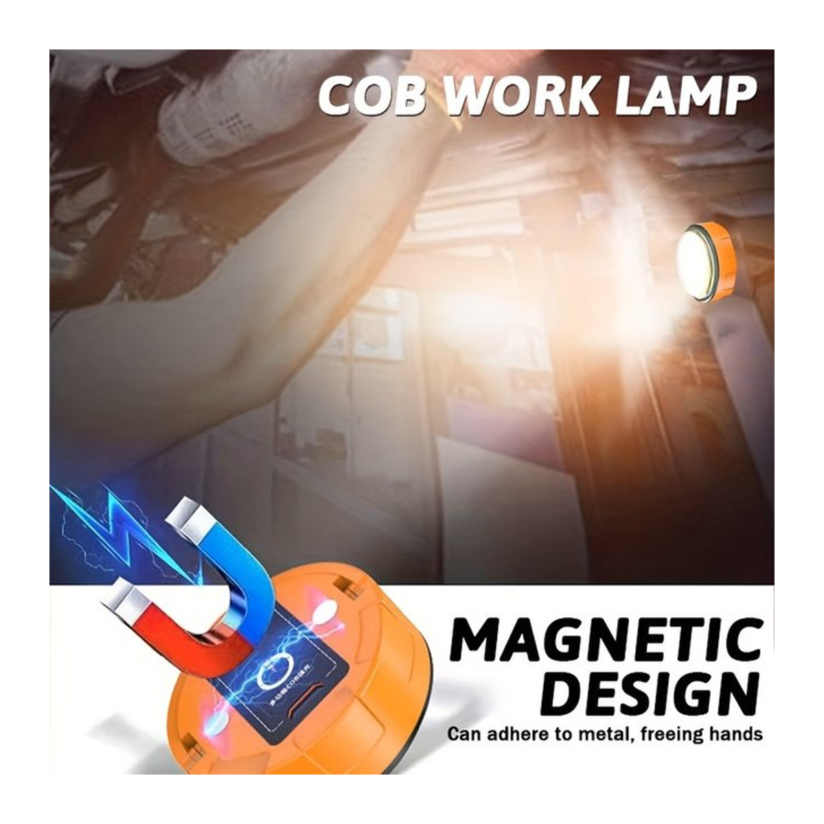 XIWANGFIRE Hochleistungs-Mini-Taschenlampe mit LED, wiederaufladbar und Magnet, tragbares Campinglicht mit 3 Beleuchtungsmodi - Bild 1