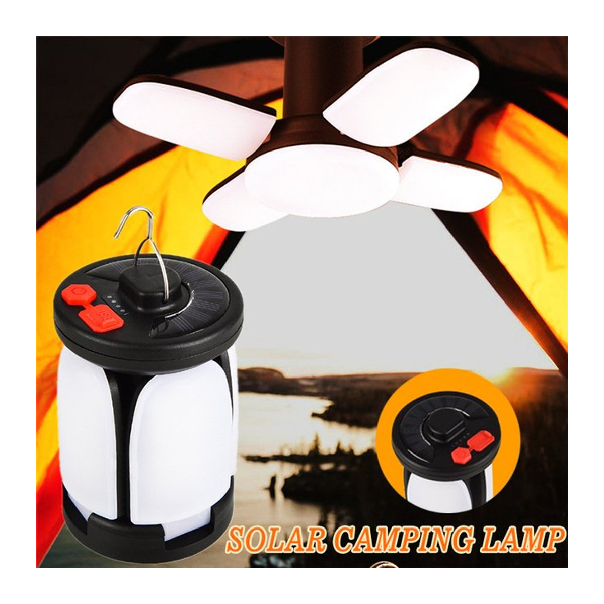 XIWANGFIRE LED Blatt Camping Lampe Solar und USB wiederaufladbar für Zelt, Angeln und Reise - Bild 1