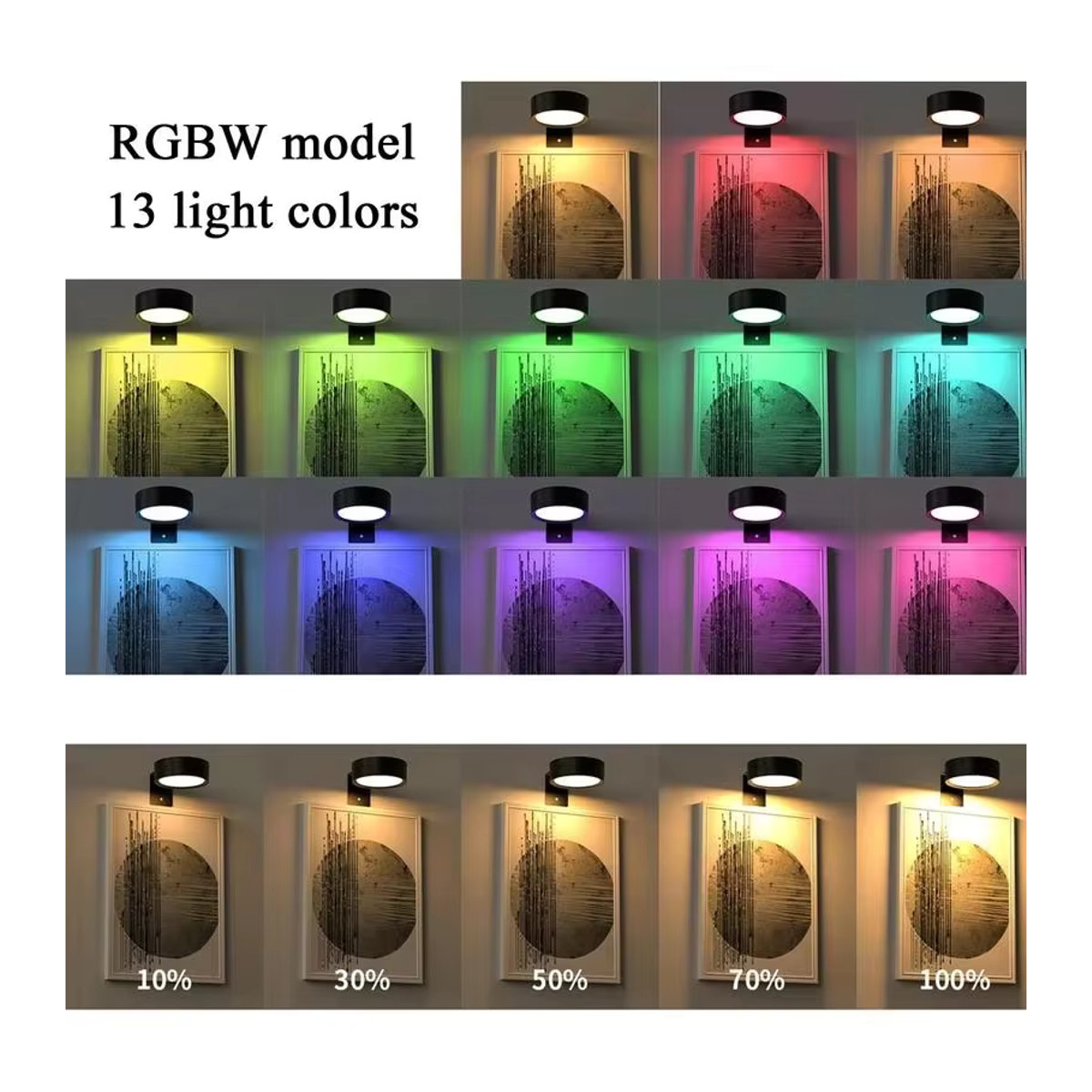 XIWANGFIRE LED-Magnetkunst-Display-Licht Schwarz, batteriebetriebener dimmbarer Malscheinwerfer mit 13 Beleuchtungsmodi und minimalistischem Design - Bild 2
