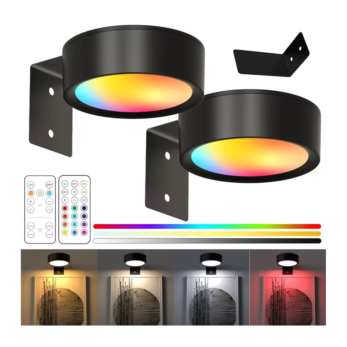 XIWANGFIRE LED-Magnetkunst-Display-Licht Schwarz, batteriebetriebener dimmbarer Malscheinwerfer mit 13 Beleuchtungsmodi und minimalistischem Design - Bild 4