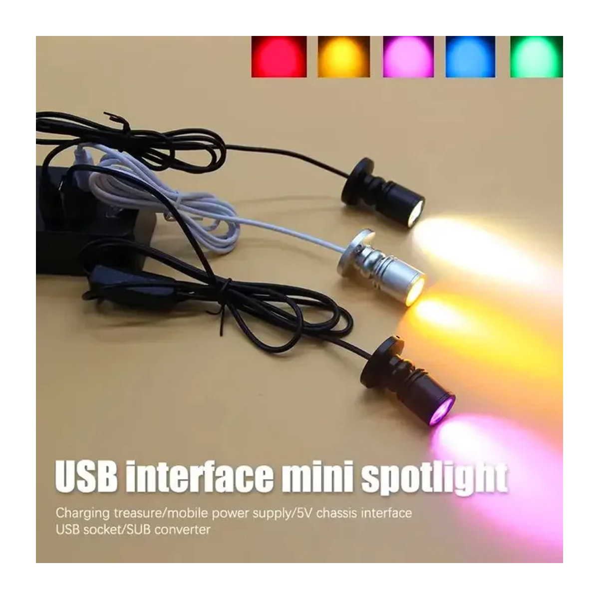 XIWANGFIRE LED Möbelbeleuchtung Mini Spot Licht Schwarz, 3W USB 5V, drehbar für Schrank, Vitrine und Schmuckdisplay - Bild 1