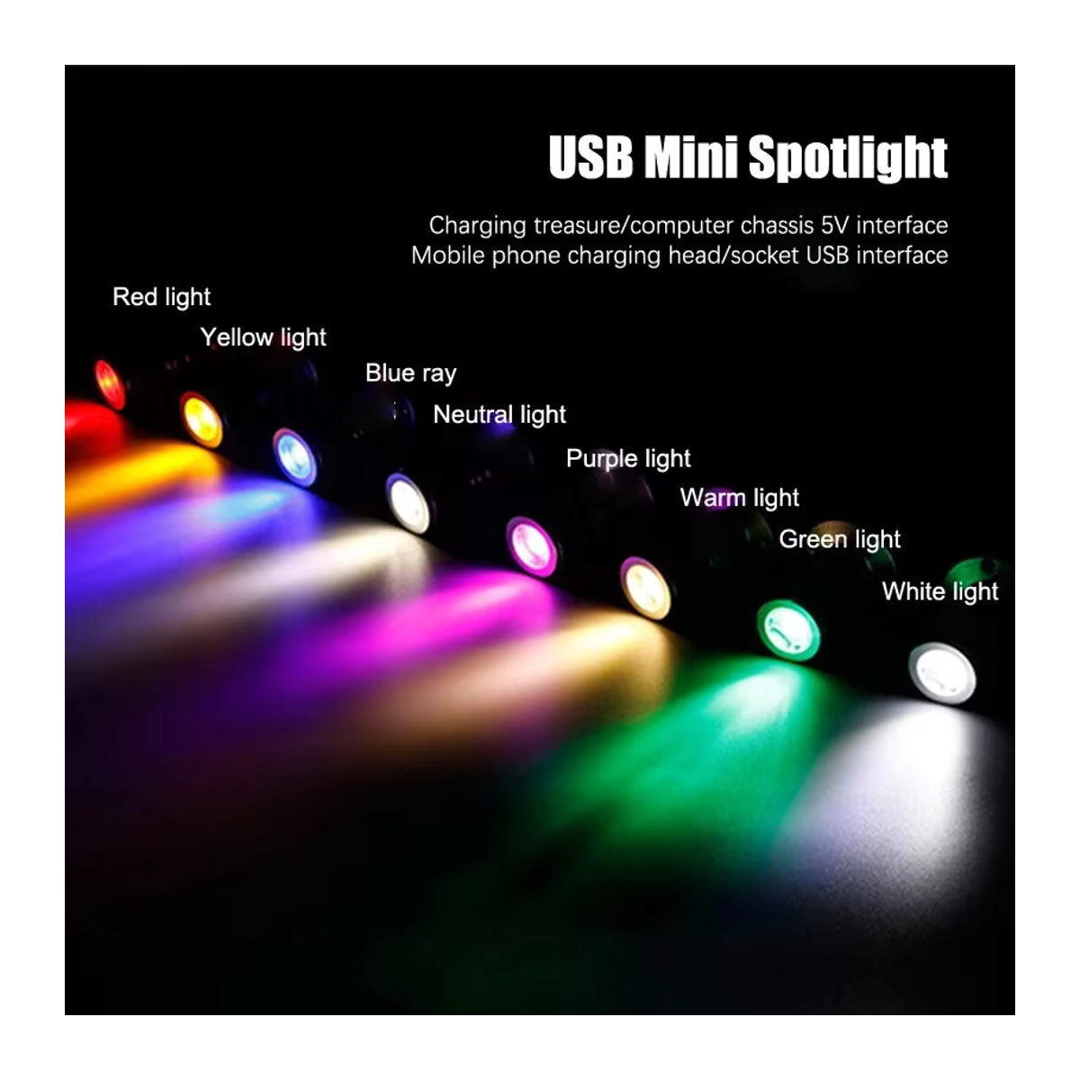 XIWANGFIRE LED Möbelbeleuchtung Mini Spot Licht Schwarz, 3W USB 5V, drehbar für Schrank, Vitrine und Schmuckdisplay - Bild 2