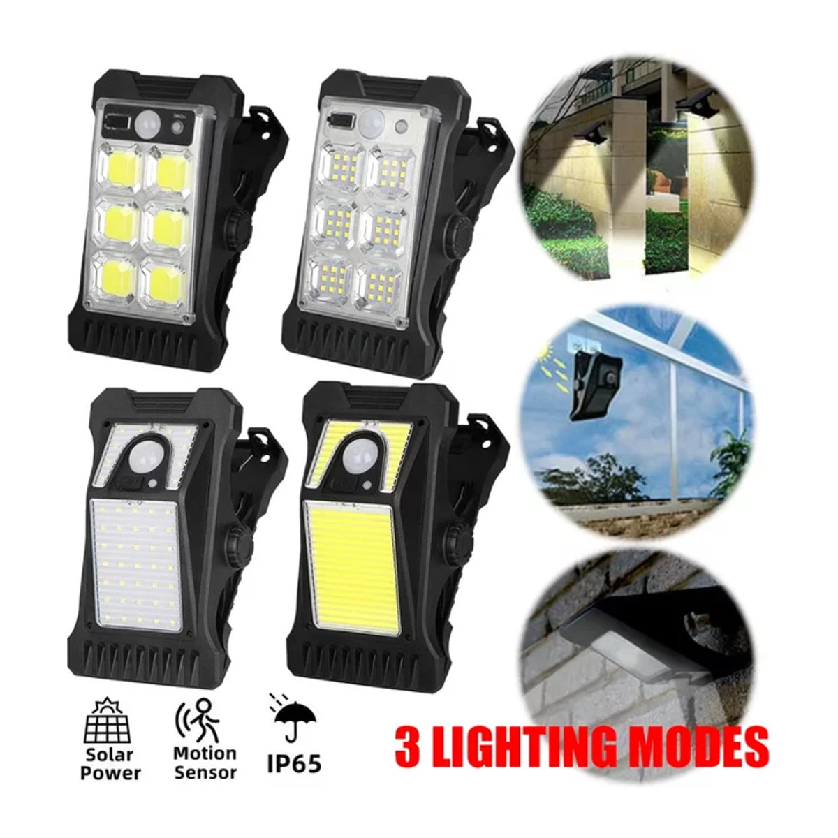 XIWANGFIRE LED Solar-Gartenleuchte mit Bewegungsmelder und 3 Modi, wasserdichte Solar-Clip-Lampe in Schwarz - Bild 1
