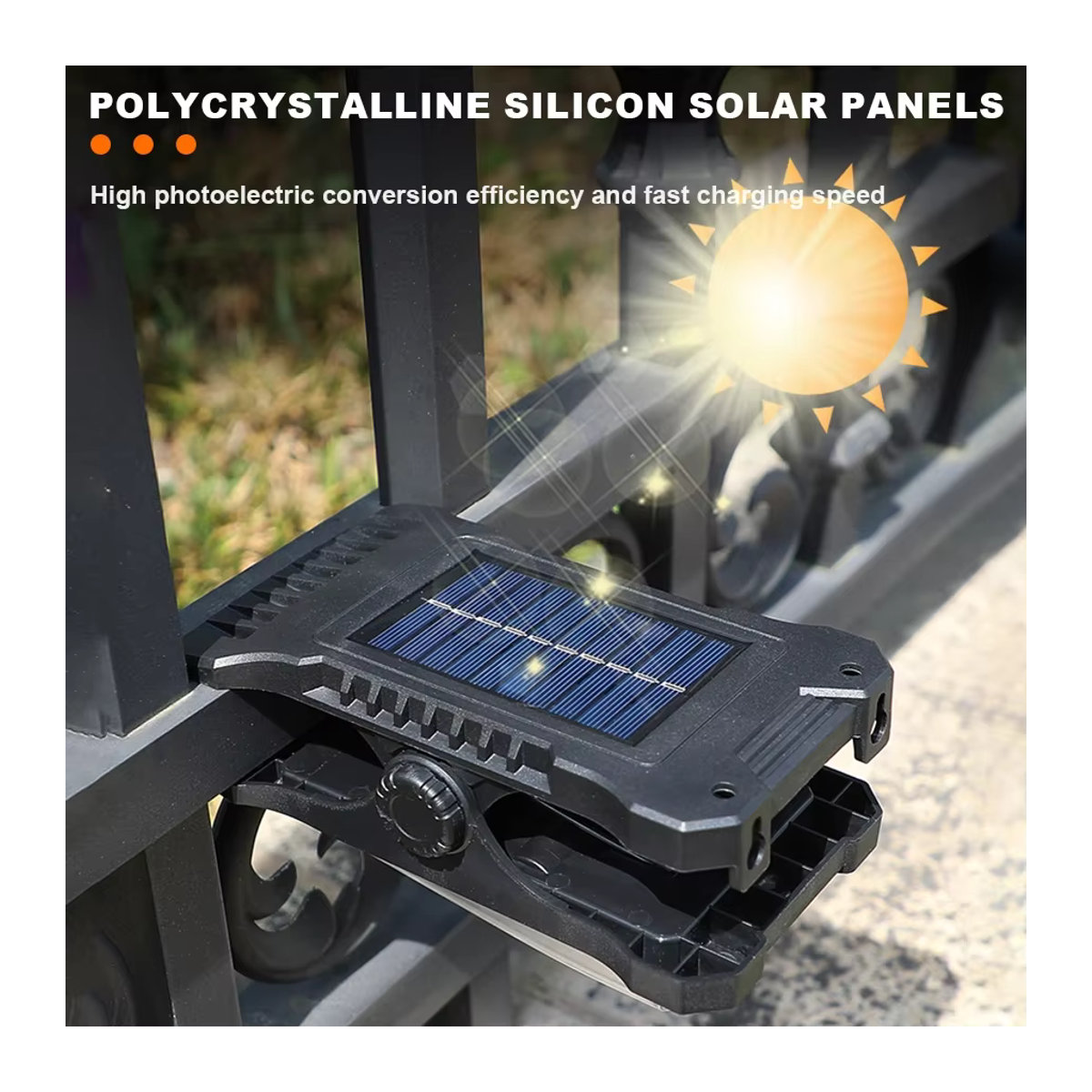 XIWANGFIRE LED Solar-Gartenleuchte mit Bewegungsmelder und 3 Modi, wasserdichte Solar-Clip-Lampe in Schwarz - Bild 2