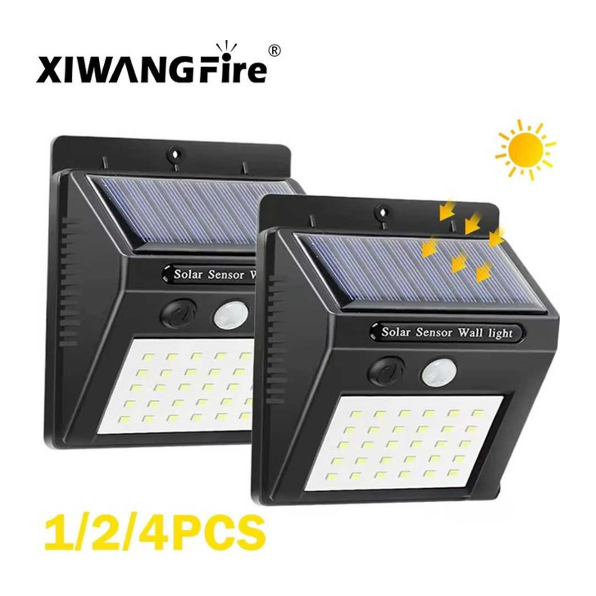 XIWANGFIRE LED Solar Wandleuchte mit Bewegungssensor, wasserdicht, Schwarz, minimalistisches Design für Garten, Hof und Garage - Bild 1