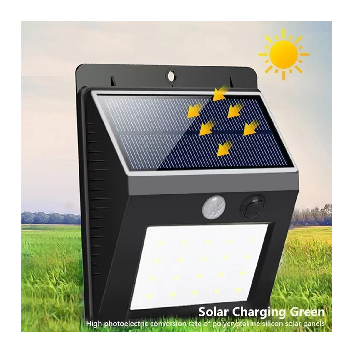 XIWANGFIRE LED Solar Wandleuchte mit Bewegungssensor, wasserdicht, Schwarz, minimalistisches Design für Garten, Hof und Garage - Bild 4
