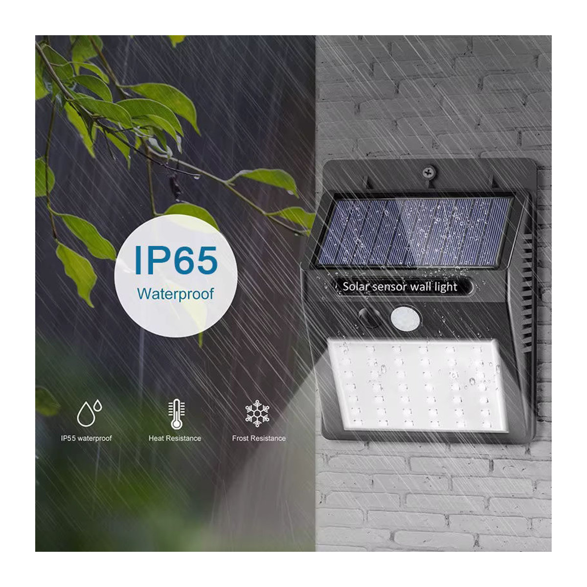 XIWANGFIRE LED Solar Wandleuchte mit PIR Bewegungssensor, Wasserdicht, Schwarz, Minimalistisches Design - Bild 2