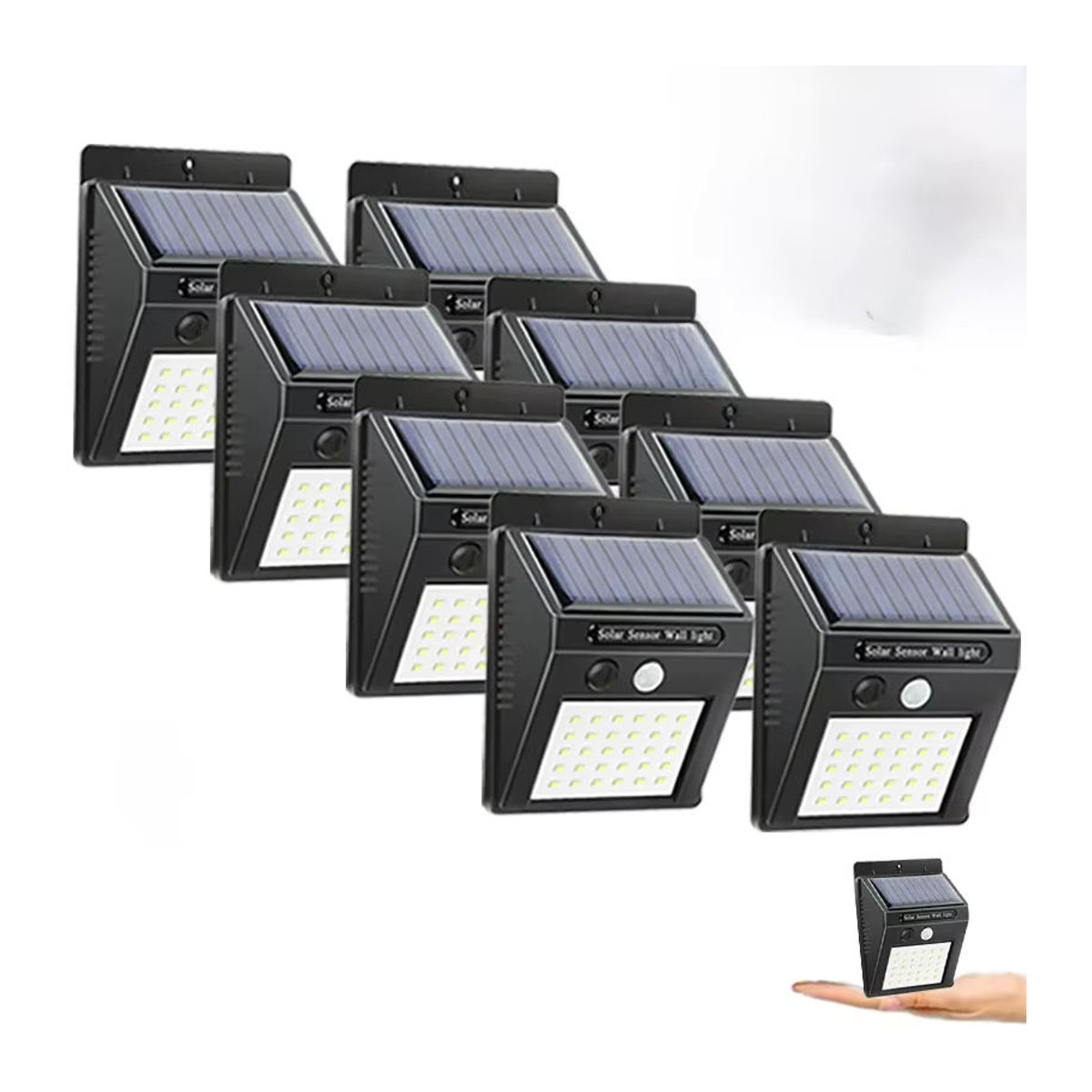 XIWANGFIRE LED Solar Wandleuchte mit PIR Bewegungssensor, Wasserdicht, Schwarz, Minimalistisches Design - Bild 7