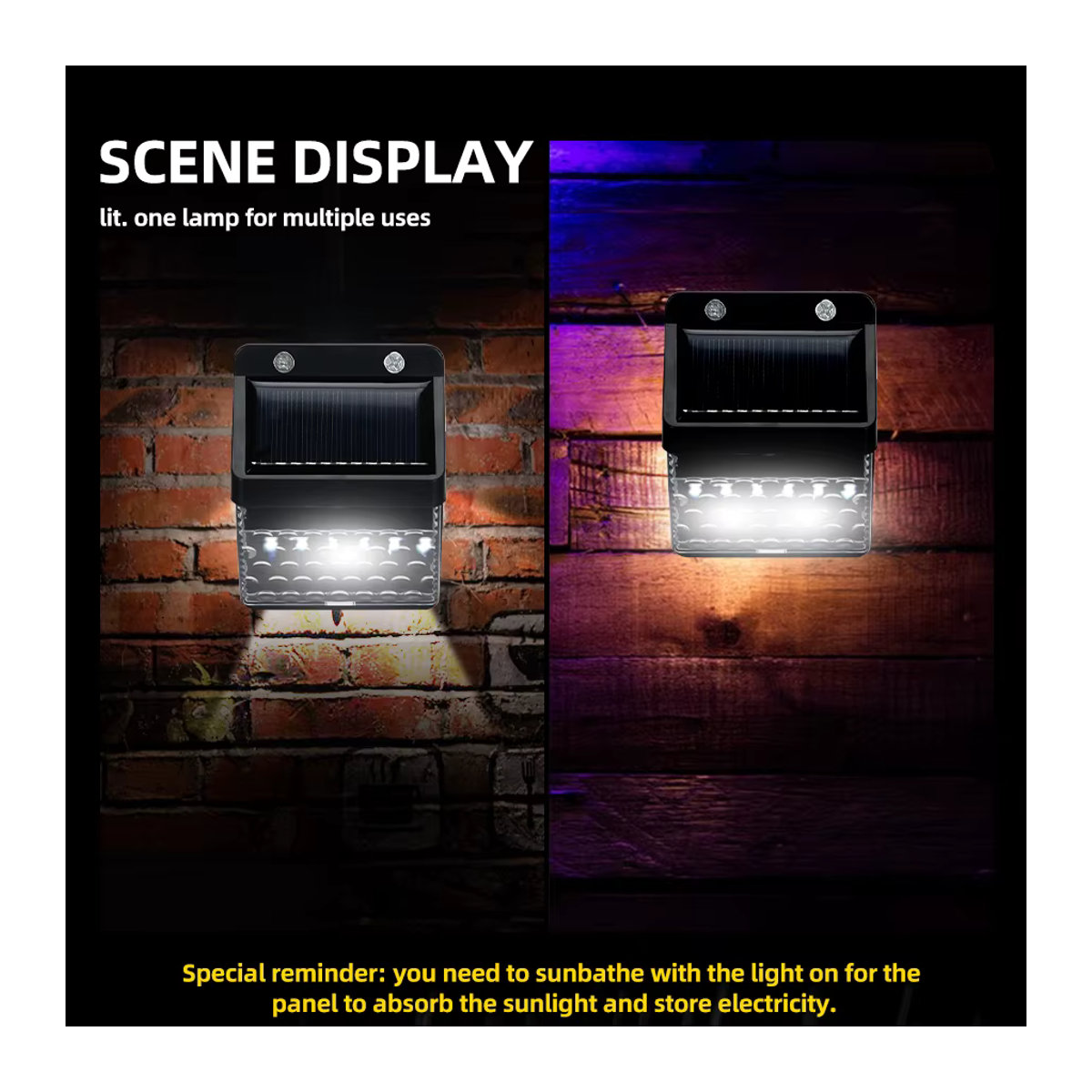 XIWANGFIRE LED Solar Wandleuchte mit PIR Bewegungssensor, wasserdichte Solar Lampe für Garten und Außenbereich, Schwarz - Bild 4