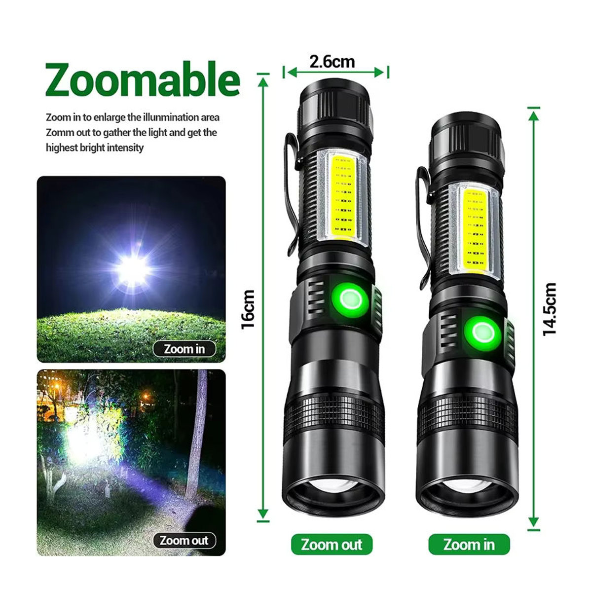 XIWANGFIRE LED-UV-Taschenlampe mit 365 nm Schwarzlicht, USB wiederaufladbar für Camping und Haustierreinigung - Bild 3