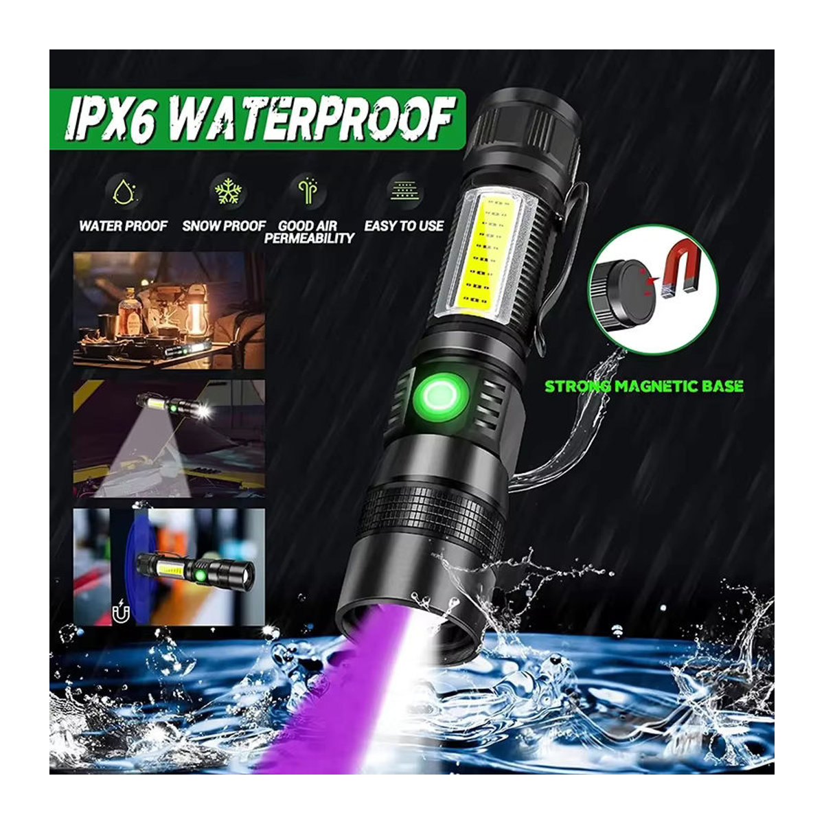XIWANGFIRE LED-UV-Taschenlampe mit 365 nm Schwarzlicht, USB wiederaufladbar für Camping und Haustierreinigung - Bild 5