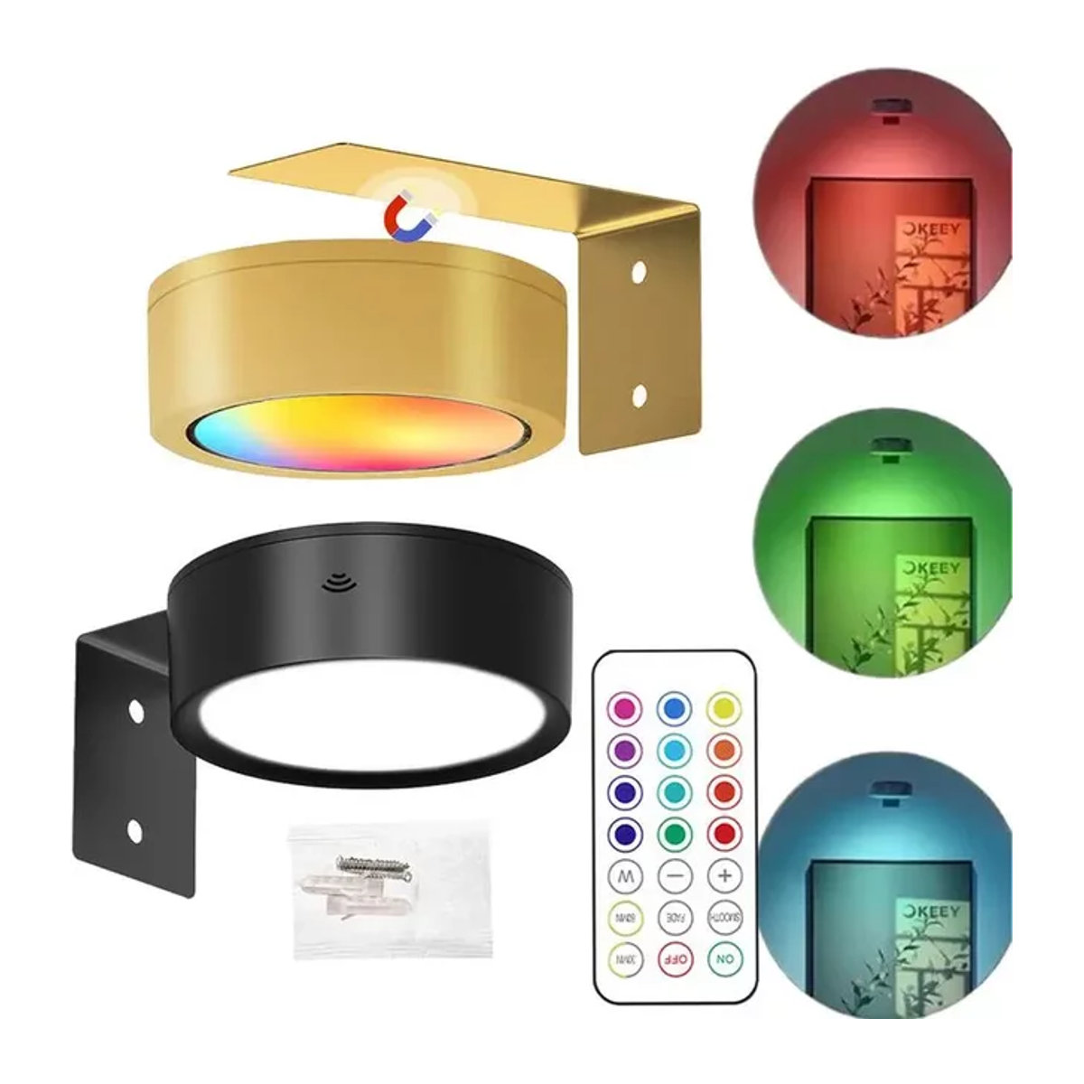 XIWANGFIRE LED-Wandbild-Lichter mit 13 RGB-Farben, dimmbar und magnetisch, moderne Ambient-Dekor-Leuchten in Bunt, batteriebetrieben - Bild 1
