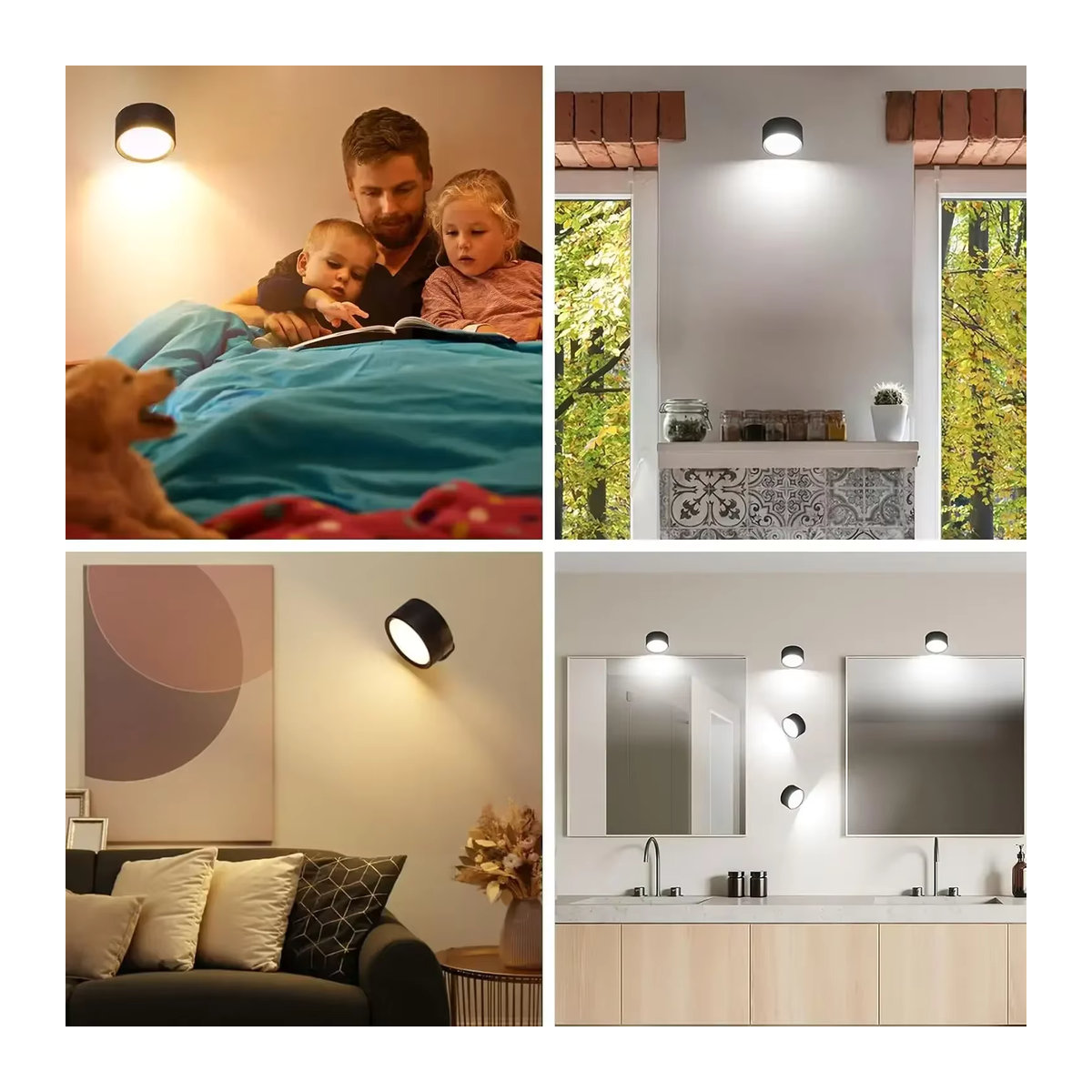 XIWANGFIRE LED Wandleuchte Schwarz, dimmbar und wiederaufladbar mit Fernbedienung und 360 Grad drehbarer magnetischer Kugel - Bild 5