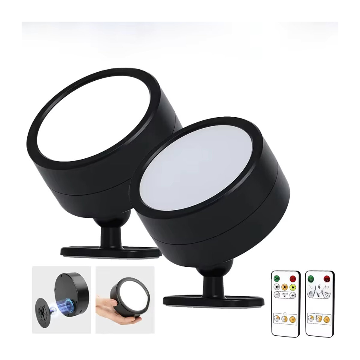 XIWANGFIRE LED Wandleuchte Schwarz, dimmbar und wiederaufladbar mit Fernbedienung und 360 Grad drehbarer magnetischer Kugel - Bild 7