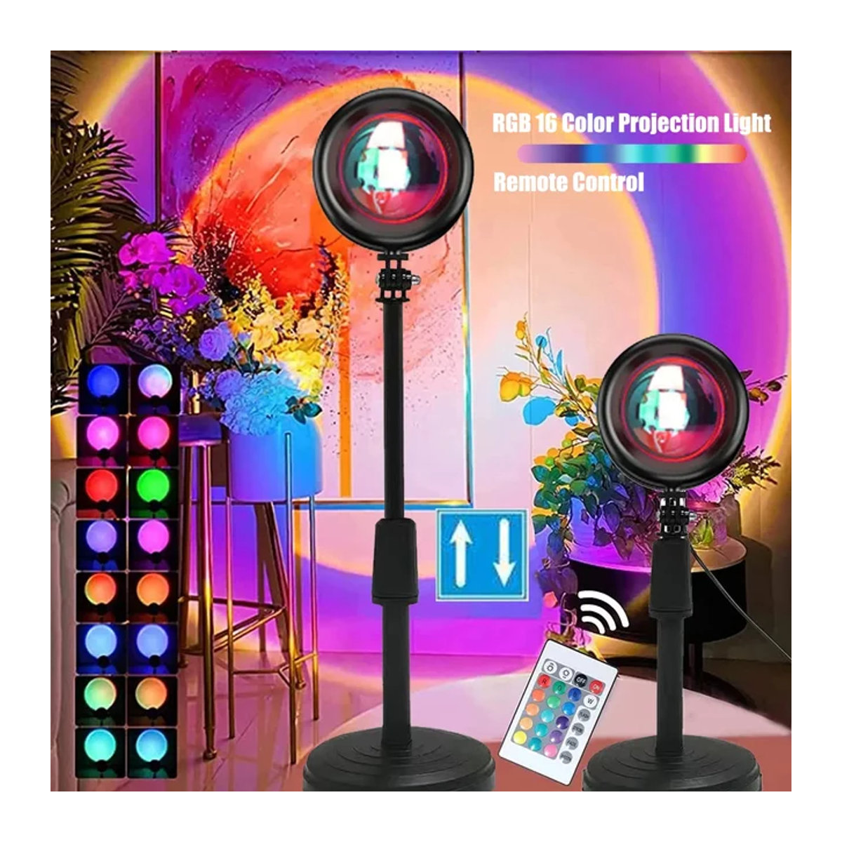 XIWANGFIRE RGB Sonnenuntergang-Projektorlampe in Bunt mit 16 Farben für moderne Heimdekoration und Party-Atmosphäre - Bild 1