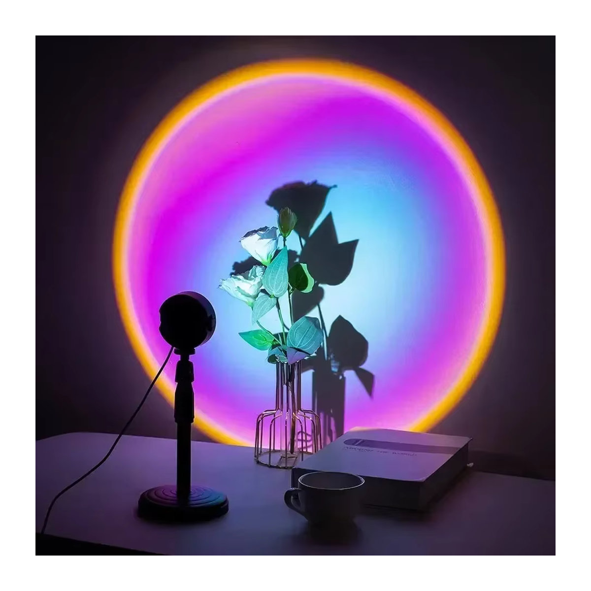 XIWANGFIRE RGB Sonnenuntergang-Projektorlampe in Bunt mit 16 Farben für moderne Heimdekoration und Party-Atmosphäre - Bild 2