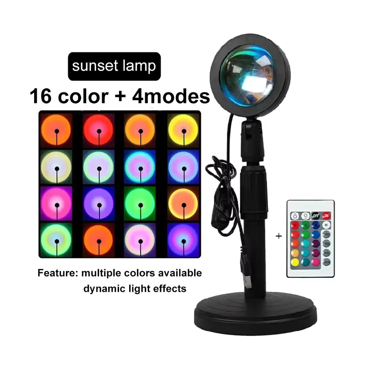 XIWANGFIRE RGB Sonnenuntergang-Projektorlampe in Bunt mit 16 Farben für moderne Heimdekoration und Party-Atmosphäre - Bild 6