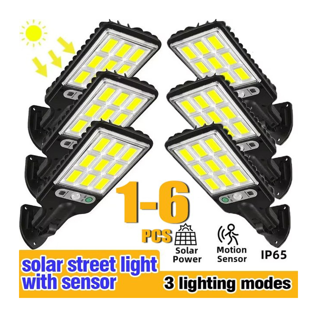 XIWANGFIRE Solar Außenwandleuchte mit Bewegungssensor und 117 COB LED, Wasserdicht, Schwarz, Modern - Bild 1