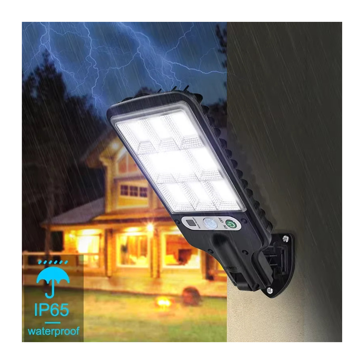 XIWANGFIRE Solar Außenwandleuchte mit Bewegungssensor und 117 COB LED, Wasserdicht, Schwarz, Modern - Bild 3