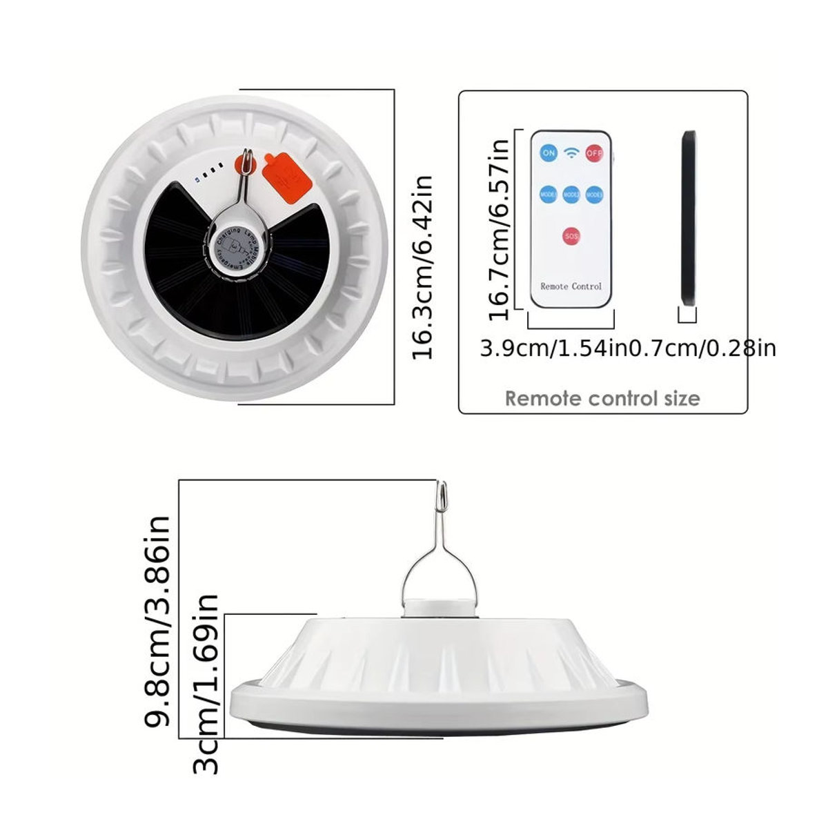 XIWANGFIRE Solar-Campingleuchte, tragbare wiederaufladbare LED-Zeltlaterne mit USB-Aufladung, Fernbedienung und Powerbank für Outdoor, Grillen und Angeln - Bild 6
