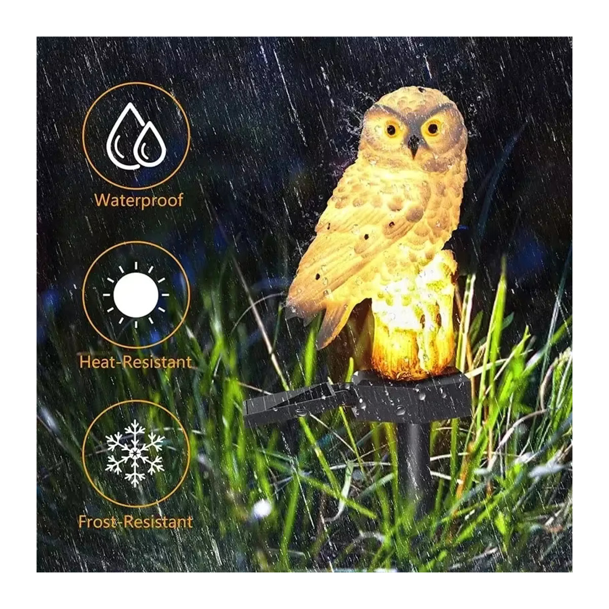 XIWANGFIRE Solar Eulen Gartenleuchte LED Outdoor Dekoration Weiß - Bild 2