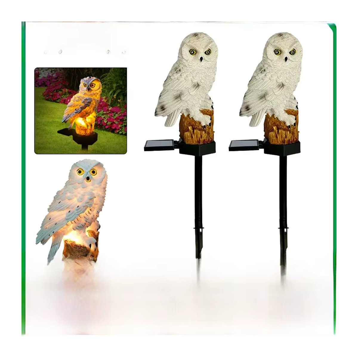 XIWANGFIRE Solar Eulen Gartenleuchte LED Outdoor Dekoration Weiß - Bild 7